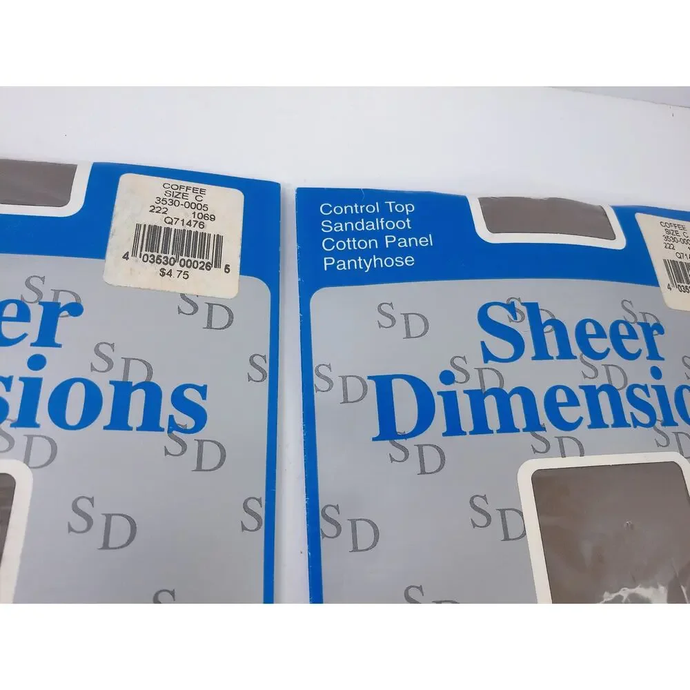 Vintage Catherines Sheer Dimensions Pantyhose Size C Coffee Brown Pack of 2 New